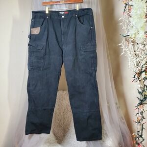 Wrangler Riggs Jeans Mens 42x32 Black Double Knee Cargo Workwear Carpenter Pants